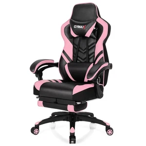 Office Computer Desk Chair Gaming Chair Adjustable Swivel w/Footrest Pink