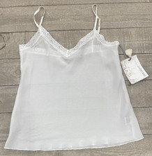New Johnny Was Short Silk Slip Lace Trim In Antique White Size: XS
