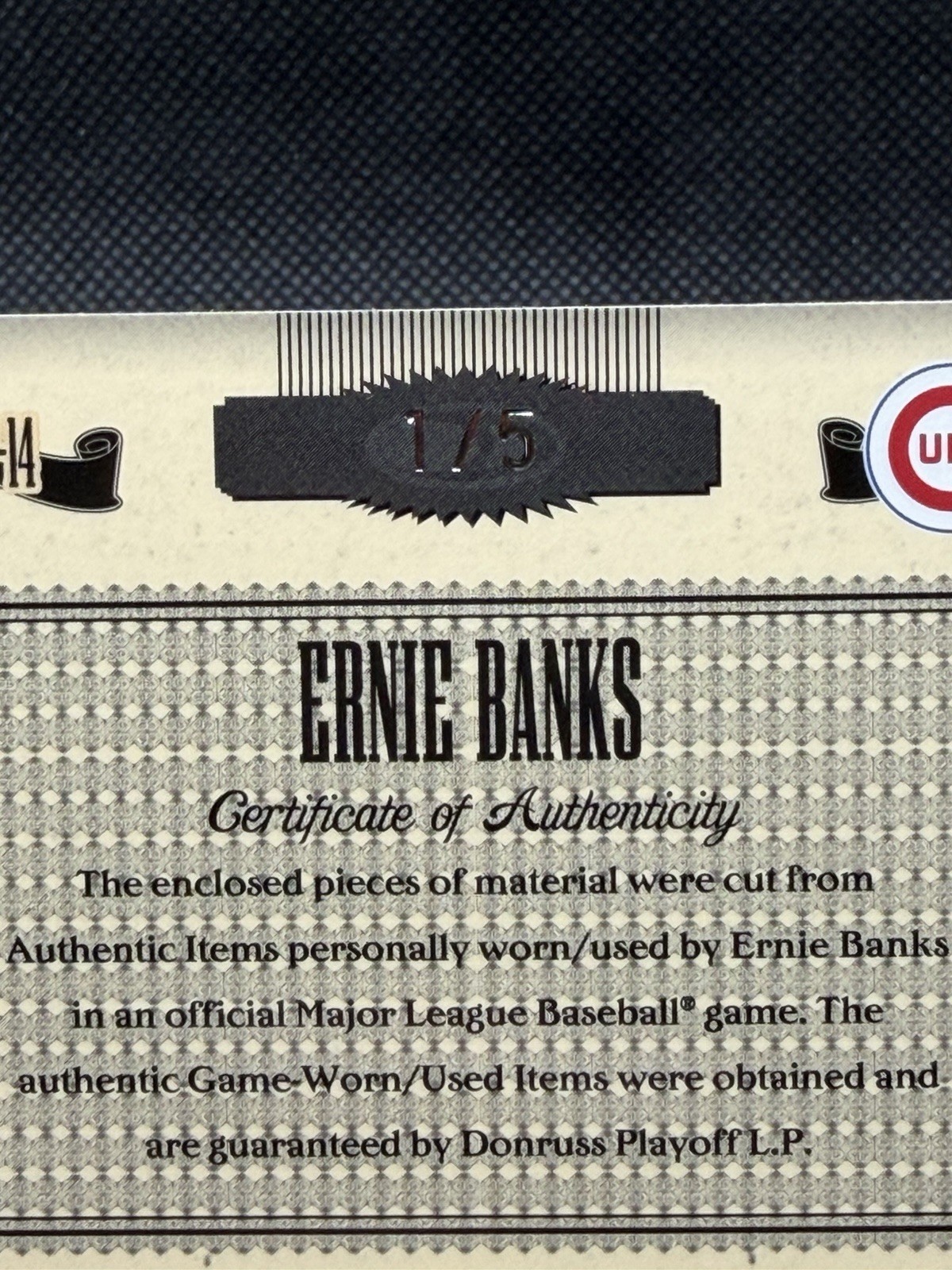 2005 Donruss Timeless Treasures Game Used Ernie Banks 1/5 #HOF-14 view 3