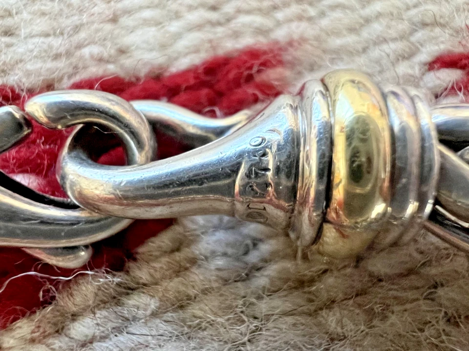 PULSEIRA ELOS DE TRIGO David Yurman prata esterlina e ouro 18k 8,5” 51g 8mm masculina - Imagem 3 de 4