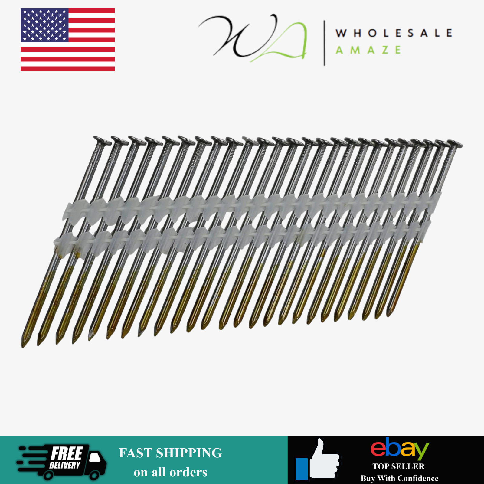 NuMax 21&deg; .131" x 3" Plastic Collated Bright Framing Nails 