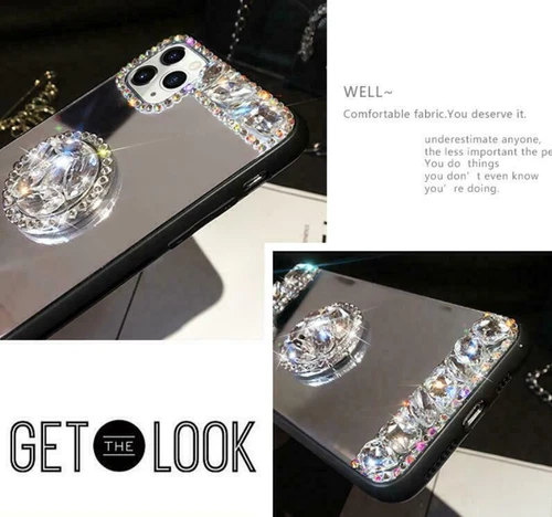 Shiny Diamond Mirror Protective Case with Bracket Samsung Galaxy S23 A15 S24- - Picture 10 of 78