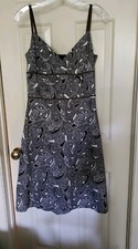 ANN TAYLOR LOFT DRESS WITH STRAPS SIZE 6 BLACK & WHITE PAISLEY DESIGN 