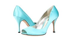 DOLCE & GABBANA Womens aqua blue satin open toe classic pumps heels size 40.5