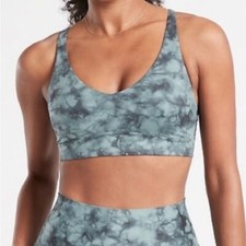 Athleta Solace Sports Bra Tie Dye Marble Strappy Blue Small