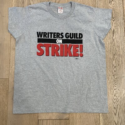 Writers Guild On Strike! Logo Short Sleeve 100% Cotton T-Shirt Size XL