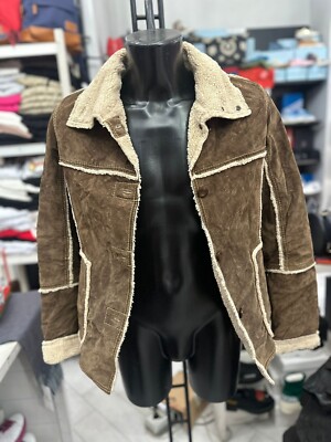 Conbipel Jacke aus Echtem Leder Gebraucht Frau Tg44 Brown LLV830