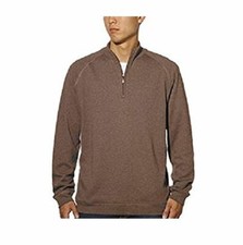 NWT Kirkland Signature 100 Cotton Men's 1/4 Zip Pullover Sweater Brown