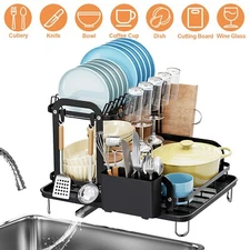 Drying Rack 2-Tier Stainless Steel Cutlery Drainer Drainboard Kitchen Counter