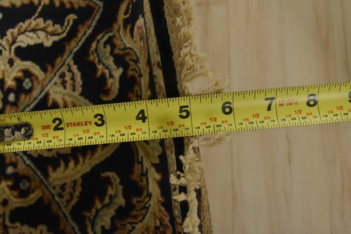 Agra Rug 6’1” x 6’4” Octagon Black Wool Traditional Hand-Knotted Oriental Carpet - Picture 10 of 12