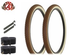 ALTA BICYCLE WIRE BEAD TIRES 26 x 2.125 BROWN/CREAM HEAVY DUTY DIAMOND 6pc SET.