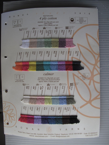 Rowan Calmer Pattern Rowan - 4 ply Cotton, Calmer, Cotton Glace - A4 Shade Card 1a 1b SS 2/ ...