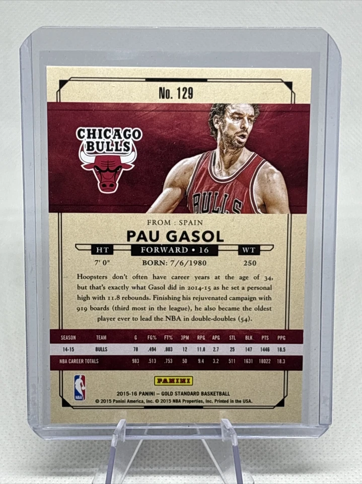 2015-16 Panini Gold Standard #129 Pau Gasol /79 AU Parallel NBA HOF NM+ - Image 3 of 3