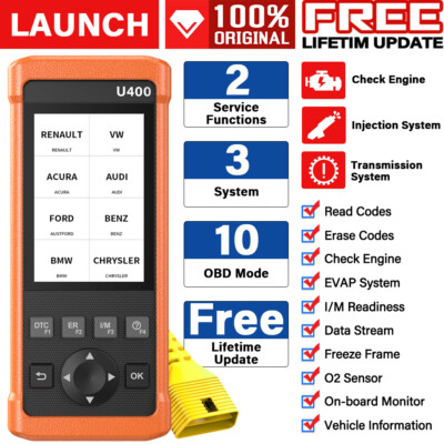 Launch U400 Auto OBD2 Code Reader Engine Transmission Diagnostic EPB Reset Tool