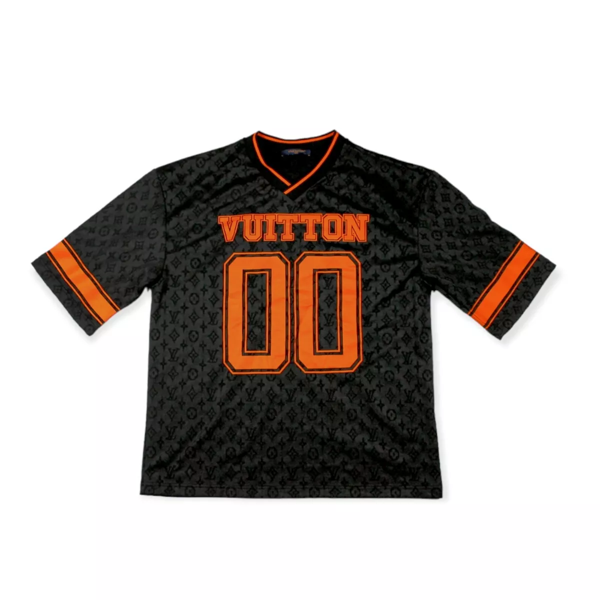 Louis Vuitton Black & Orange Football Jersey T-shirt