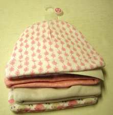 Baby Cradle Caps By Cribmates, 4 Pieces, Pinks, Girl, 0-6 Mos., Brand New
