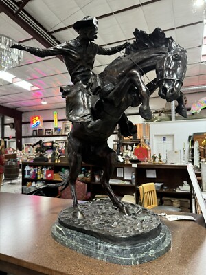 Frederic Remington Bronco Buster Bronze Statue 3' Tall | eBay
