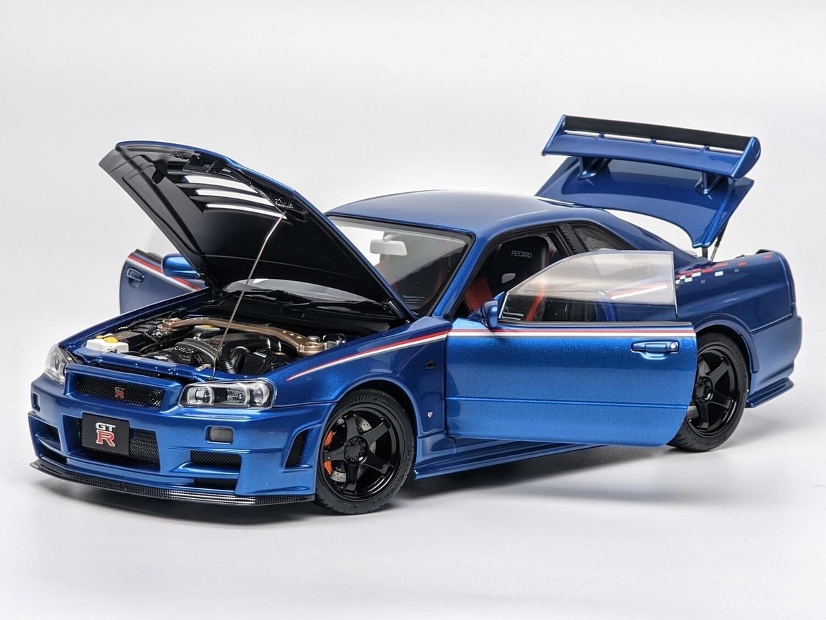 Nissan Skyline GT-R R34 (Blue) [Motorhelix] 1:18 scale - Diecast