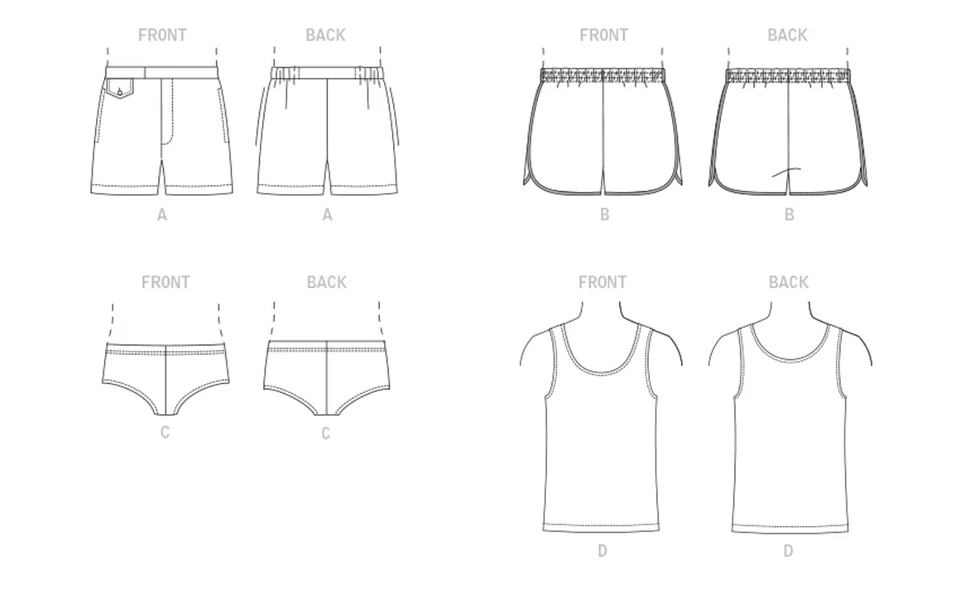 Vogue Pattern V1897 Men's S - XXXL Swim Shorts & Bathers in 2 Styles & Tank Top - Image 4 of 4