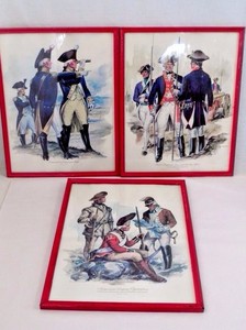 3 Framed Leffel Revolutionary War American Revolution Patriot Uniforms Prints Ebay
