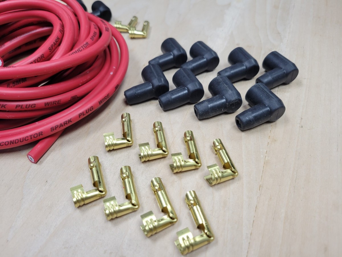 Universal MSD Super Conductor 8.5mm Red Spark Plug Wire Socket kit