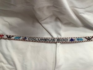 Beaded Leather Belt Featuring Columbus Zoo Sz 30