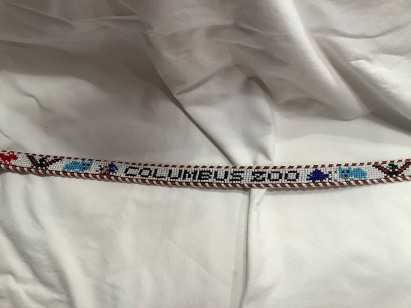 Beaded Leather Belt Featuring Columbus Zoo Sz 30