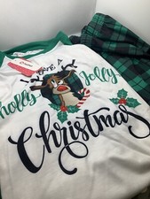 patpat christmas pj set adult men L green/black plaid rudolph