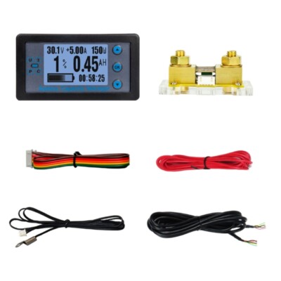 8-120V Digital Battery Capacity Tester LCD Display Marine Battery Power Panel