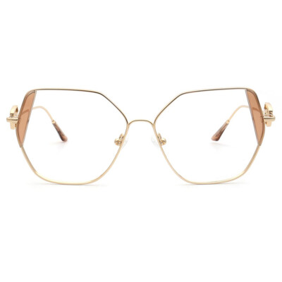 Hexagon Metal Glasses for Women Large Metallic Frame Eyeglasses ...