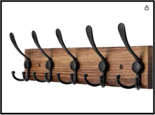 Kuhome Coat Rack Wall Mount Wooden Hat Rack for Wall Hooks Pine Real Wood Plank 