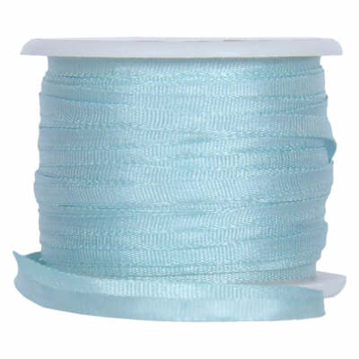Threadart 100% Pure Silk Ribbon - 2mm Light Teal - No. 607 - 10 Meters