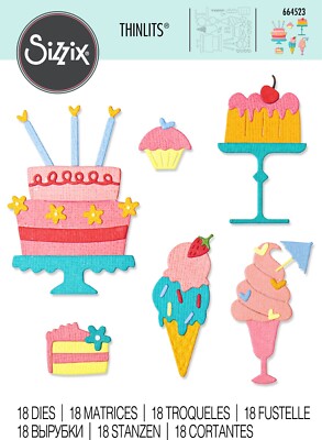 Sizzix Thinlits Party Treats #664523 18pc set Retail $24.99  SO MUCH FUN!!!