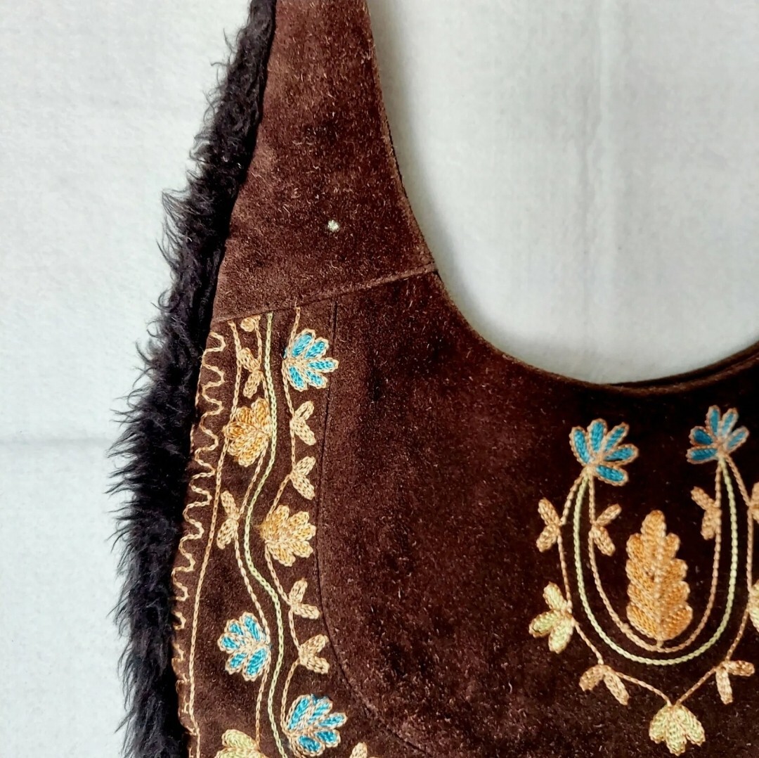 RARE Vintage Dark Brown Leather Canvas Shoulder Hobo … Gem