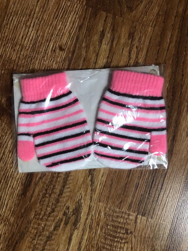 Säugling Kleinkinder rosa weiß gestreifte Fäustlinge Handschuhe Winter - 2-4T