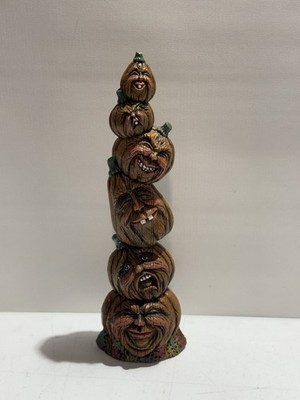 CERAMIC PUMPKIN JACK-O-LANTERN STACK HALLOWEEN FIRE HOUSE CERAMICS VINTAGE