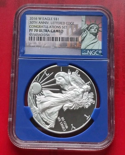 2016-W PROOF 1oz .999 Fine Silver Eagle NGC PF70 ULTRA CAM Congratulations Set