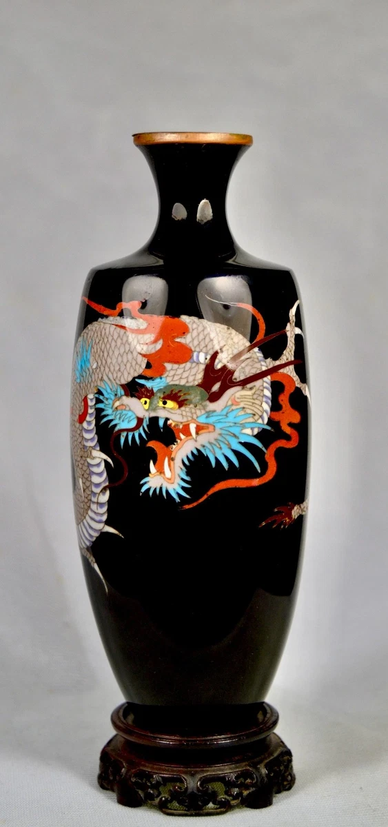 多色景泰蓝1850-1899 年日本花瓶| eBay