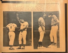 Vintage AP Wirephoto 1970s Joe Morgan Glenn Starrette Baseball Press Photo