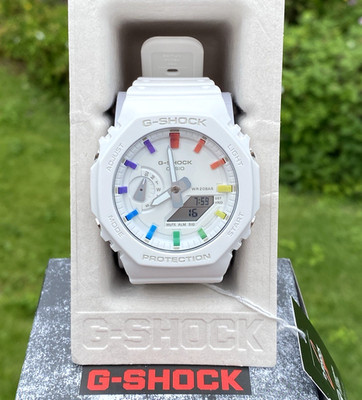 New Casio G-Shock GA2100 White Rainbow Carbon Digital Watch Limited Edition MOD