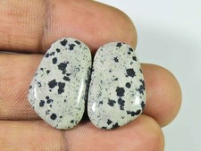 21.90Cts. Natural Dalmation Jasper 14mm X 24mm each Cabochon Match Pair j635