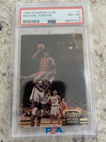 Michael Jordan 1992-93 Stadium Club #1 PSA 8 NM  Chicago Bulls SICK CARD 📈