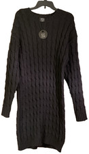 FCT With Love Black Cable Knitted Pullover Long Sleeve Dress- NWT