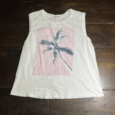 Sundry t-shirt Sz Small ( 1 ) Crop Palm Tree Tank Muscle white sleeveless Cotton