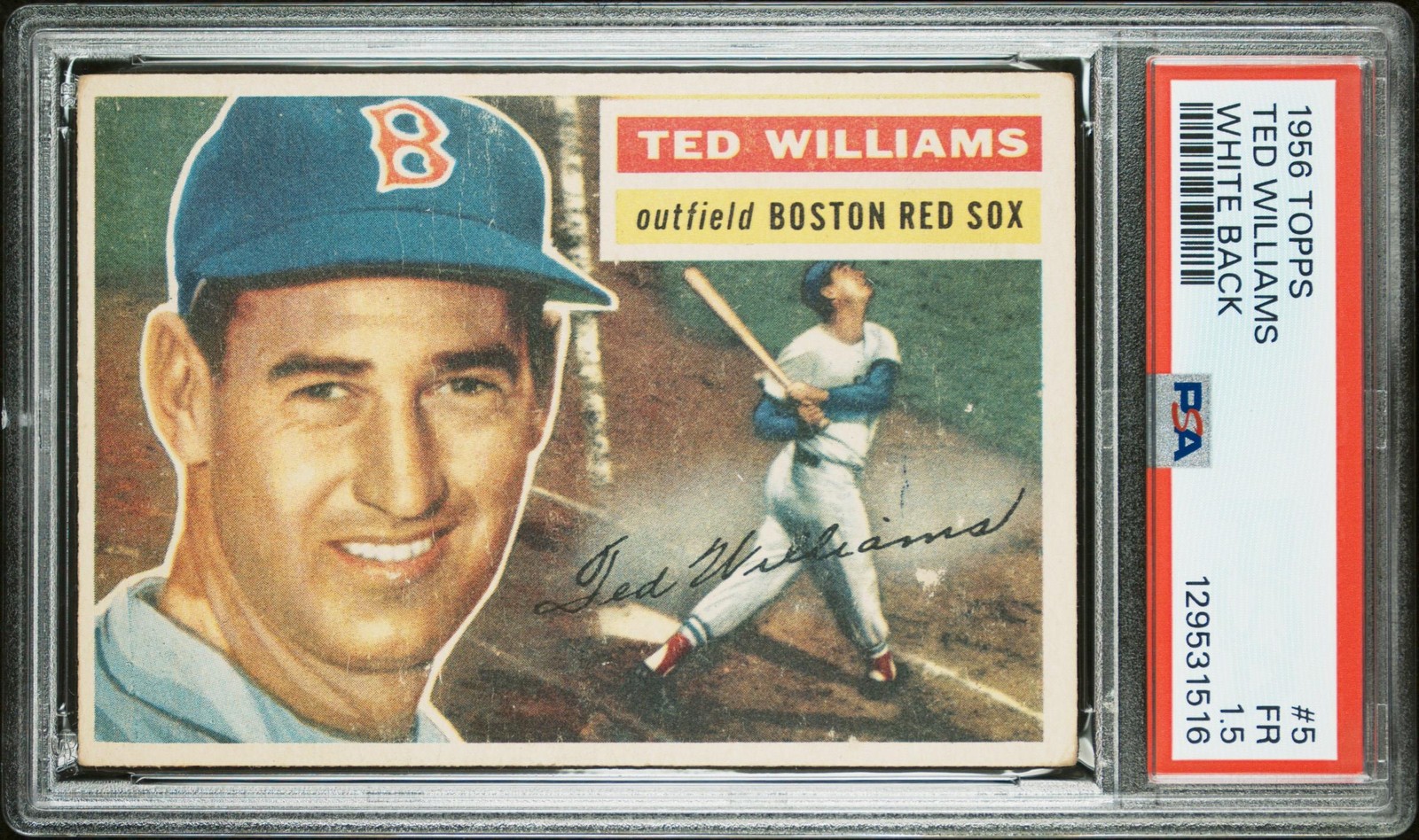1956 Topps #5 Ted Williams White Back PSA 1.5 FR HOF Boston Red Sox