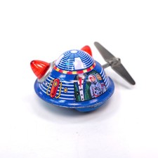 Vintage Windup Tin UFO w/ Key Works