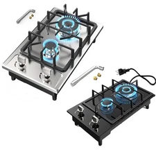 Gas Stove 2 Burners Plug-In Propane Cooktop 12 inch Portable Gas Stove Lpg/Ng