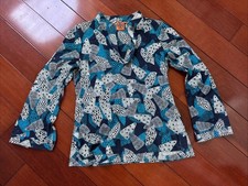 Tory Burch Stephanie Blue Sea Shell Sequins Detail Tunic Top Size 4