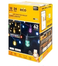 NEW WiFi 12 Bulbs/24ft Ecoscapes Shatter Proof LED CAFE Lights