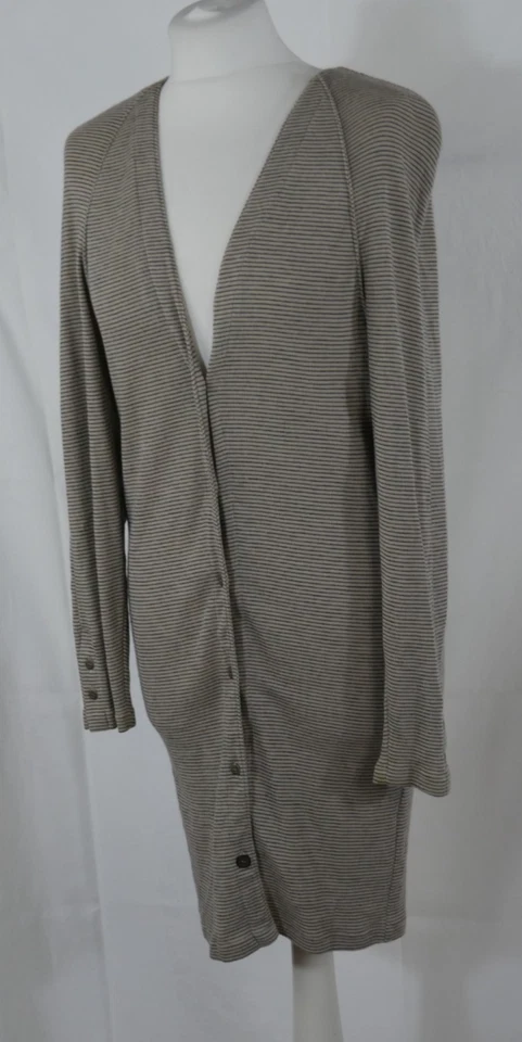 MISS BRITT Lange Strickjacke Strickmantel Beige/Schwarz WOLLE Größe XS 34/36 TOP - Bild 1 von 4